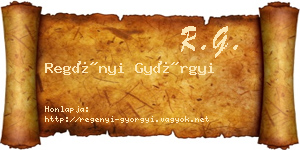 Regényi Györgyi névjegykártya