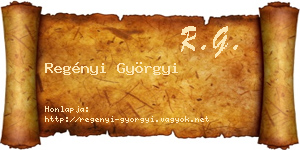 Regényi Györgyi névjegykártya